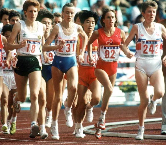 Nancy Tinari running at the 1988 Olympics